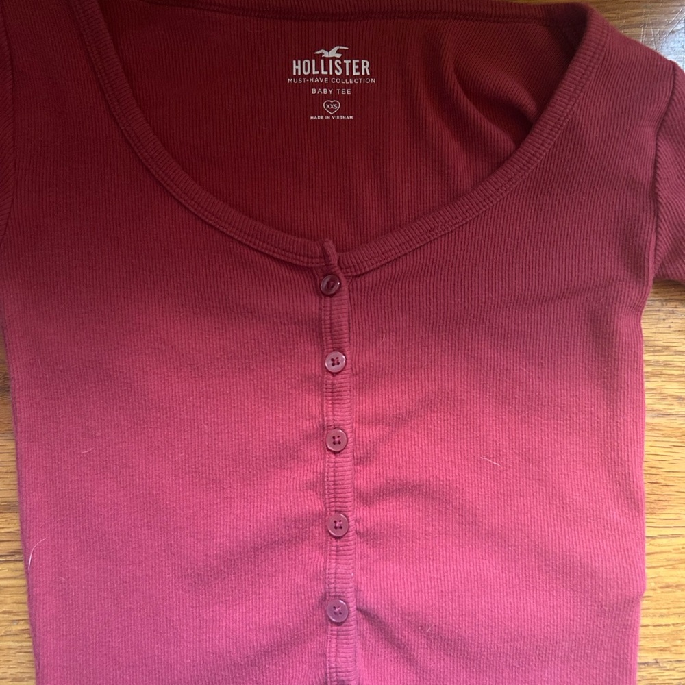 Hollister Red Button-Up Top